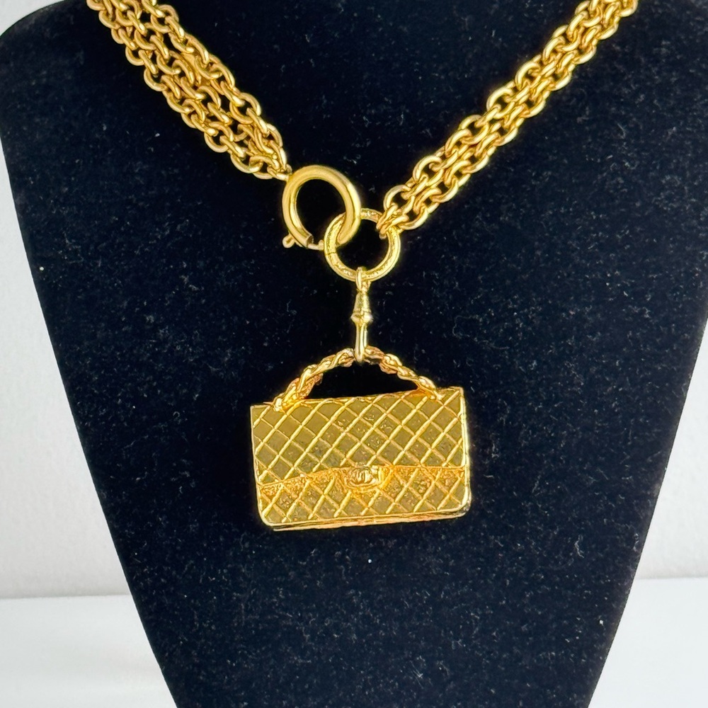 SOLD Gold Chain Necklace with Purse Pendant